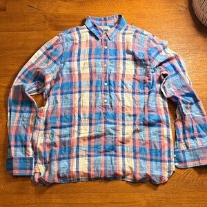 J. Crew Blue and Red Plaid Casual Flannel